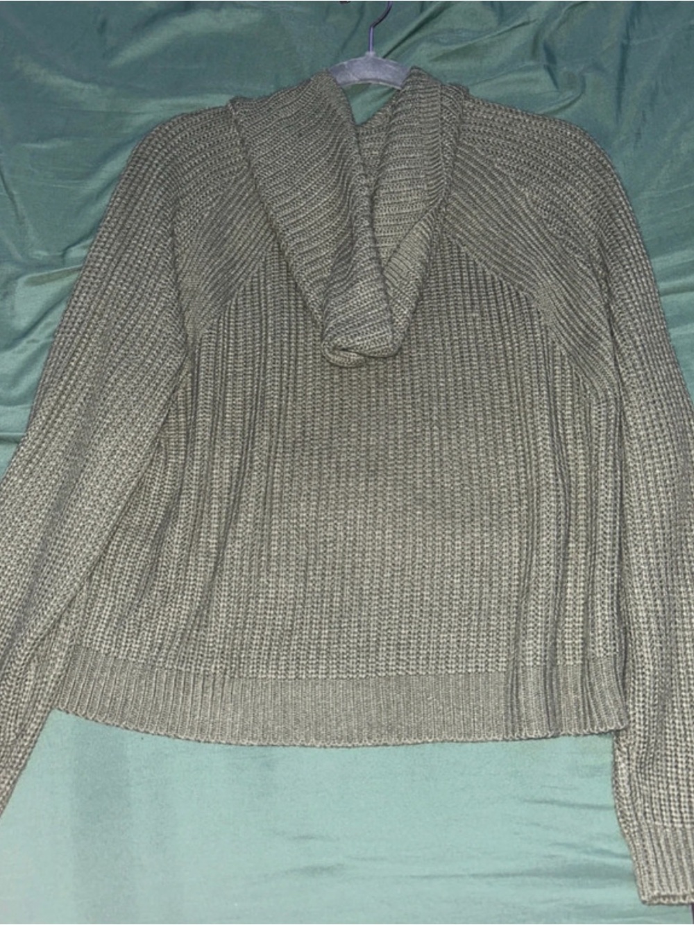 refuge Olive Green Ribbed Hooded Sweater - Picture 2 of 3